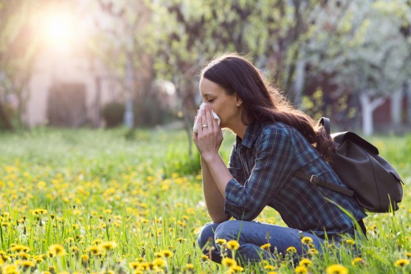 young woman with allergy