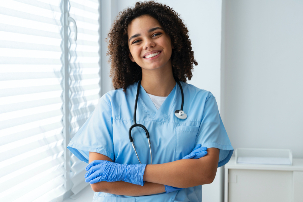 photo black nurse at their workspace