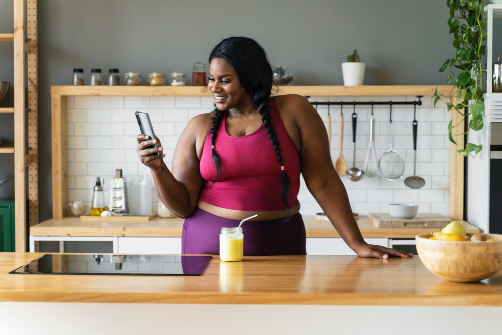 shot pretty black woman relaxing at home