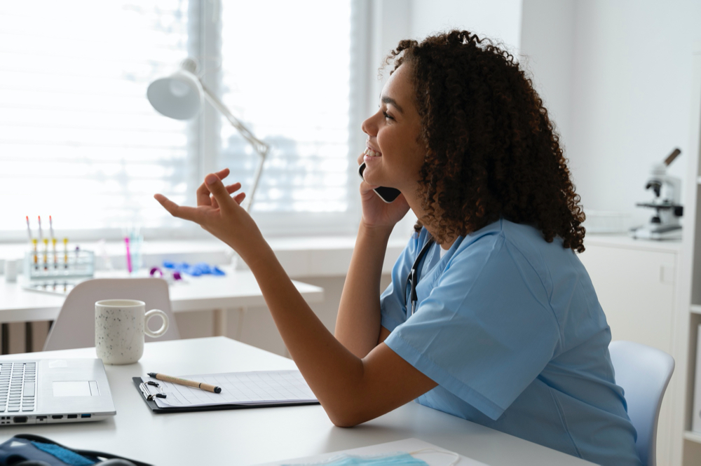 female nurse at the clinic practicing medicine